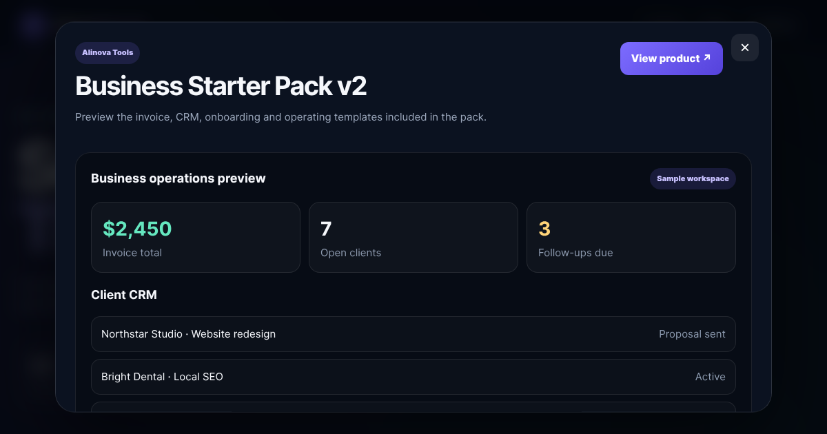 Business Starter Pack live demo preview