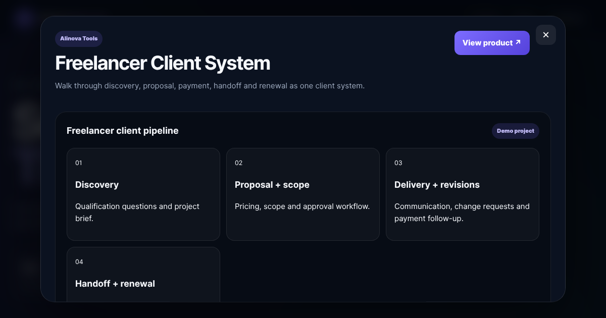 Freelancer Client System live demo preview